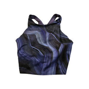 Athleta Black & Blue Lightning Print Support‎ Tank Top Size Small Clean EUC